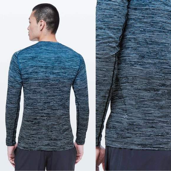 Lululemon • Metal Vent Tech Long Sleeve tee ombre dip dye teal black space - Picture 9 of 9